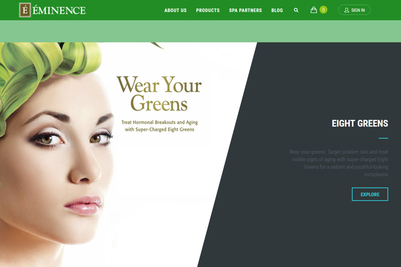 Eminence Organics ecommerce site